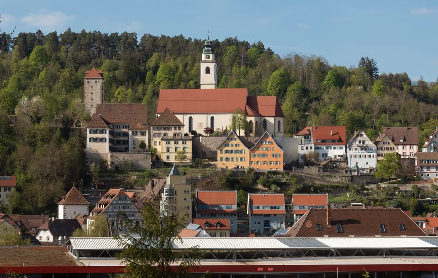 Horb am Neckar, view of the town with Stiftskirche
