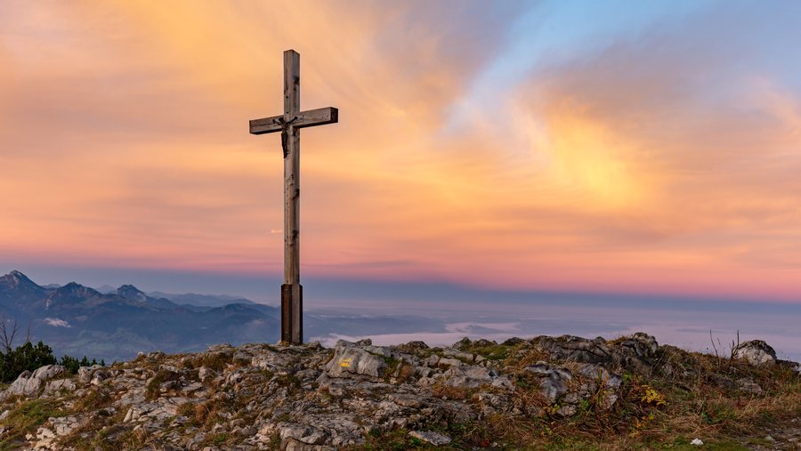 Summit cross on Hochries, Chiemgau Alps