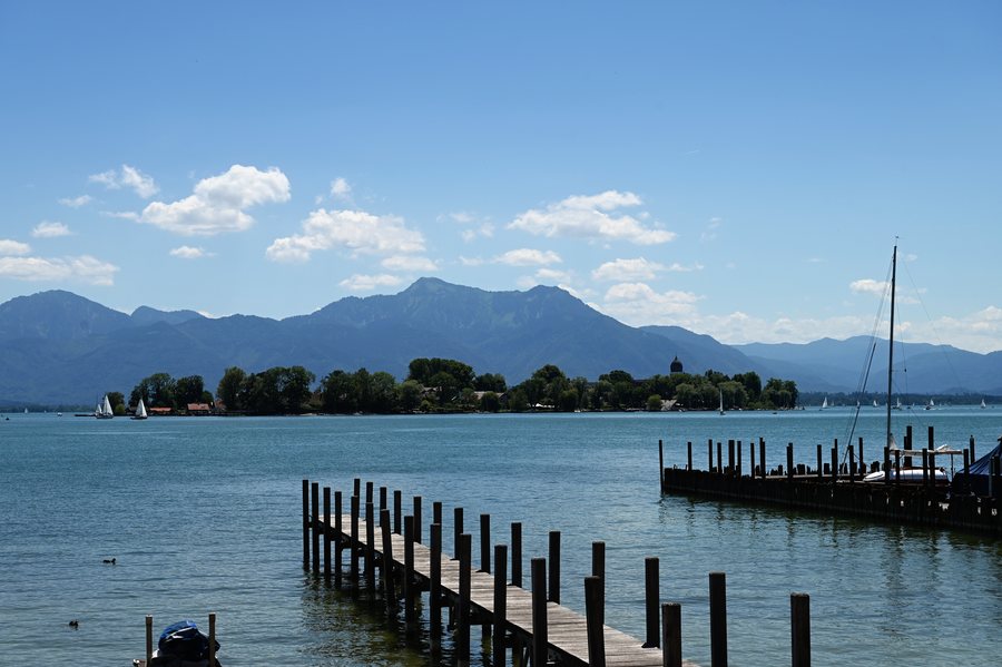 View from Gstadt am Chiemsee towards Fraueninsel
