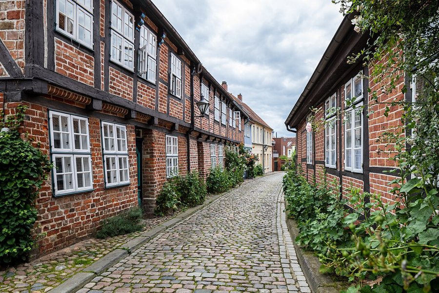Backsteinhäuser in der Straße In der Techt in Lüneburg